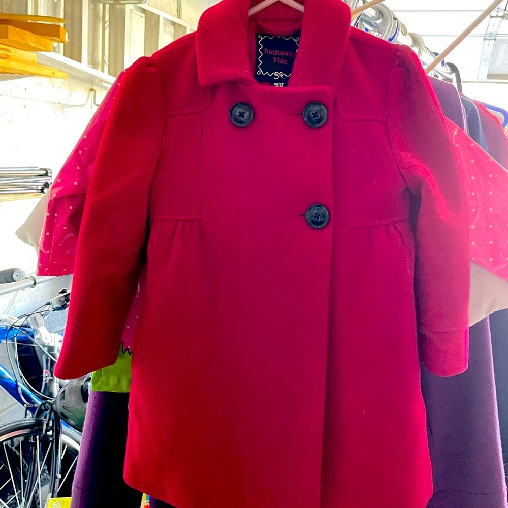 Red pea coat girls (Size XS /4-5T)